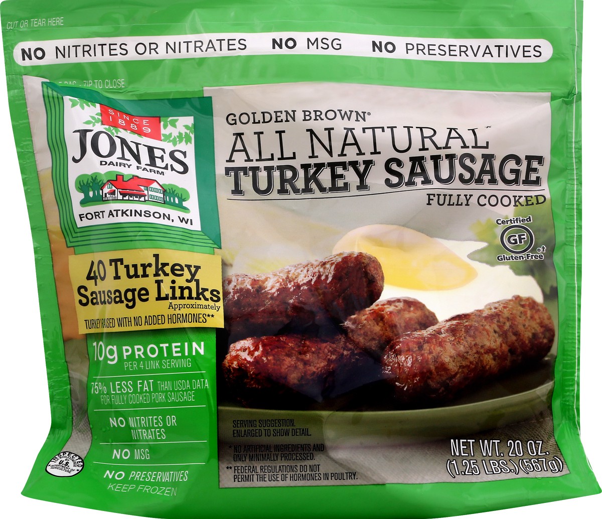 slide 13 of 13, Jones Dairy Farm Golden Brown Turkey Sausage Links 40 ea, 40 ct