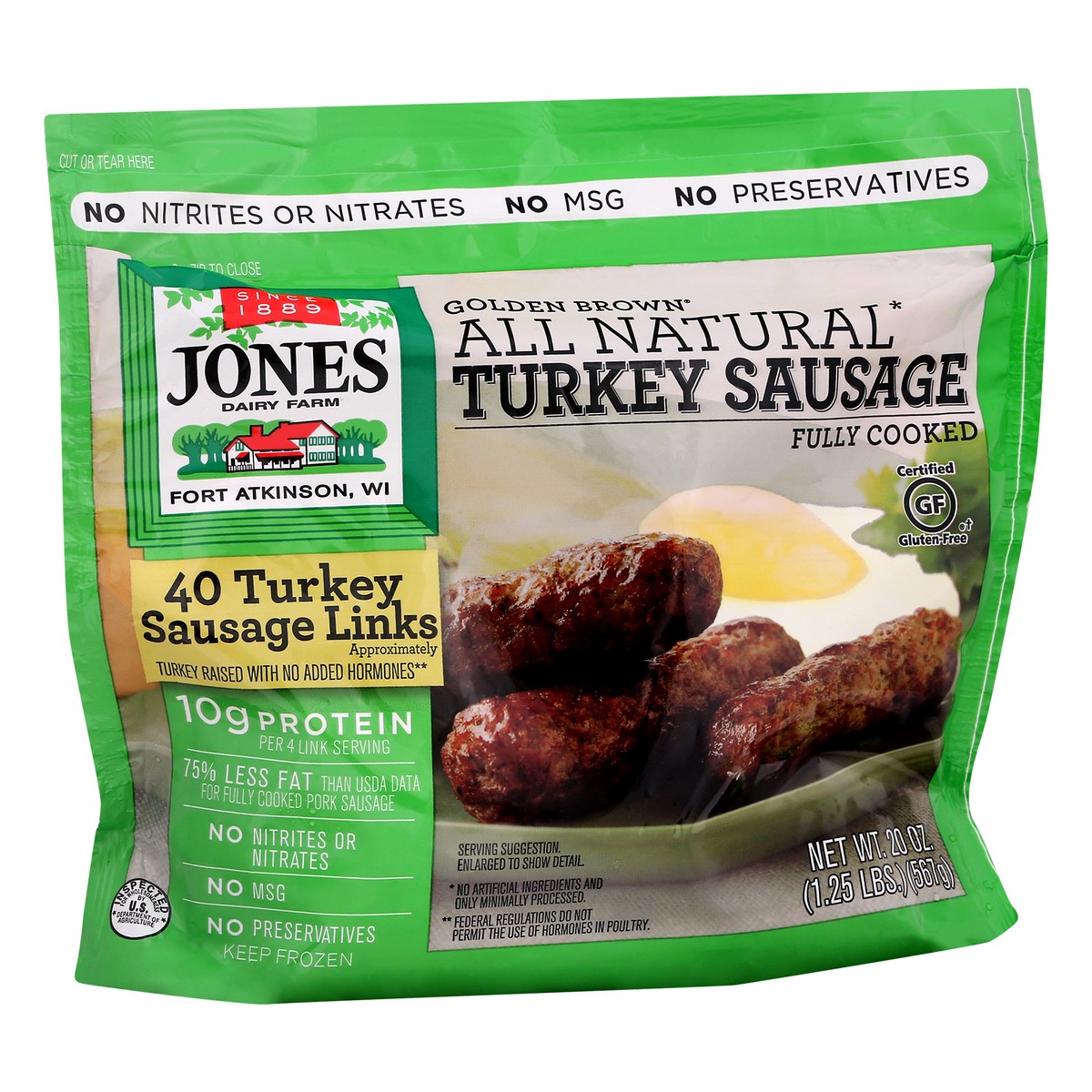 slide 4 of 13, Jones Dairy Farm Golden Brown Turkey Sausage Links 40 ea, 40 ct