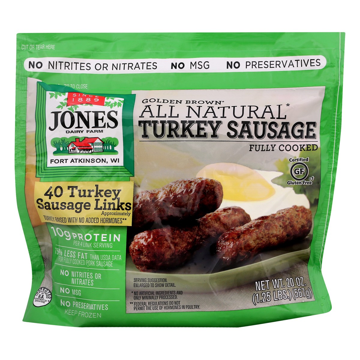 slide 9 of 13, Jones Dairy Farm Golden Brown Turkey Sausage Links 40 ea, 40 ct