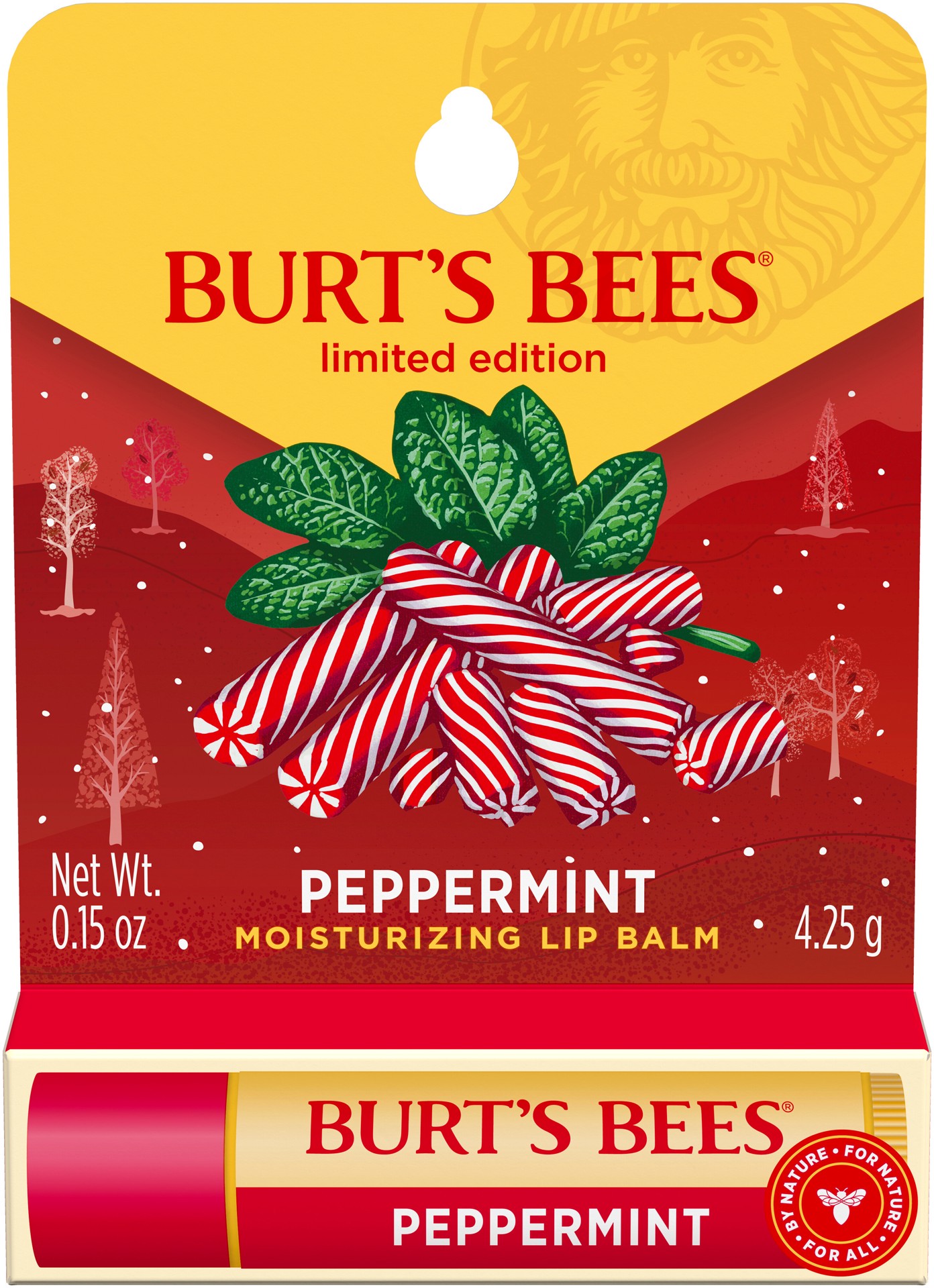 slide 1 of 5, Burt's Bees Peppermint Moisturizing Lip Balm, Natural Origin Lip Care, 1 Tube, 0.15 oz., 1 ct