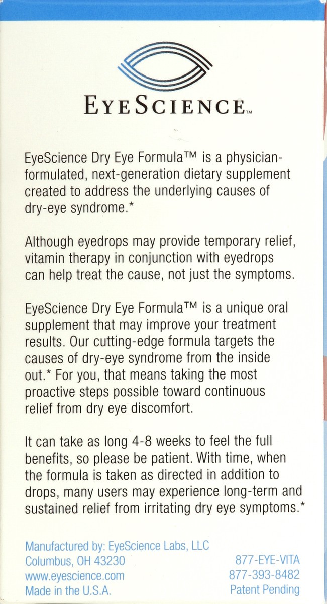 slide 3 of 4, EyeScience Dry Eye Formula Softgels Advanced Ocular Vitamin 90 ea, 90 ct