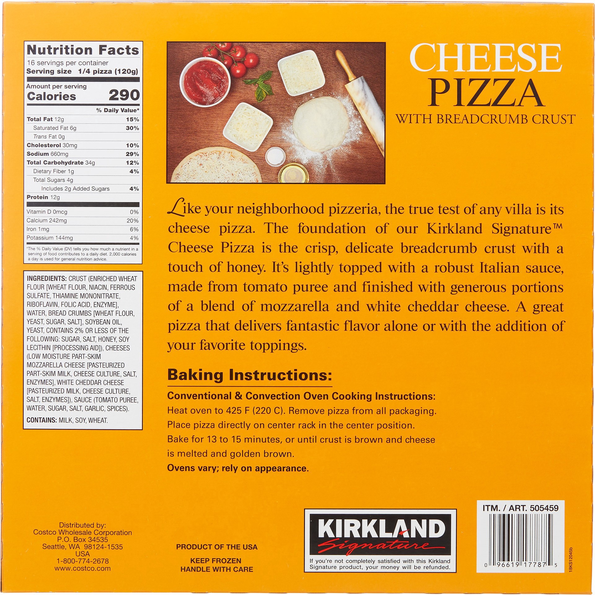 slide 3 of 3, Kirkland Signature Frozen Cheese Pizza, 4 ct