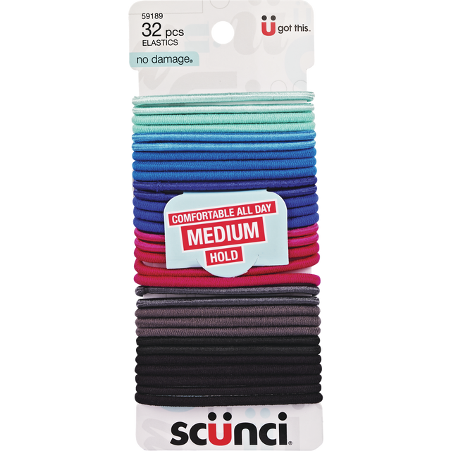 slide 1 of 1, scünci Scunci No Damage Hair Elastics, 32 ct