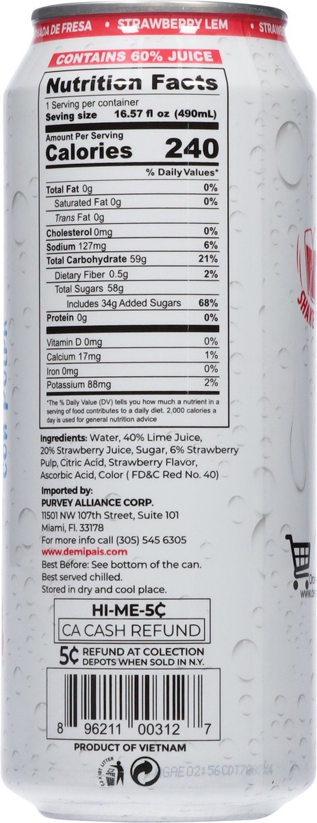 slide 2 of 12, De Mi Pais Strawberry Lemonade Drink with Pulp - 16.57 fl oz, 16.57 fl oz