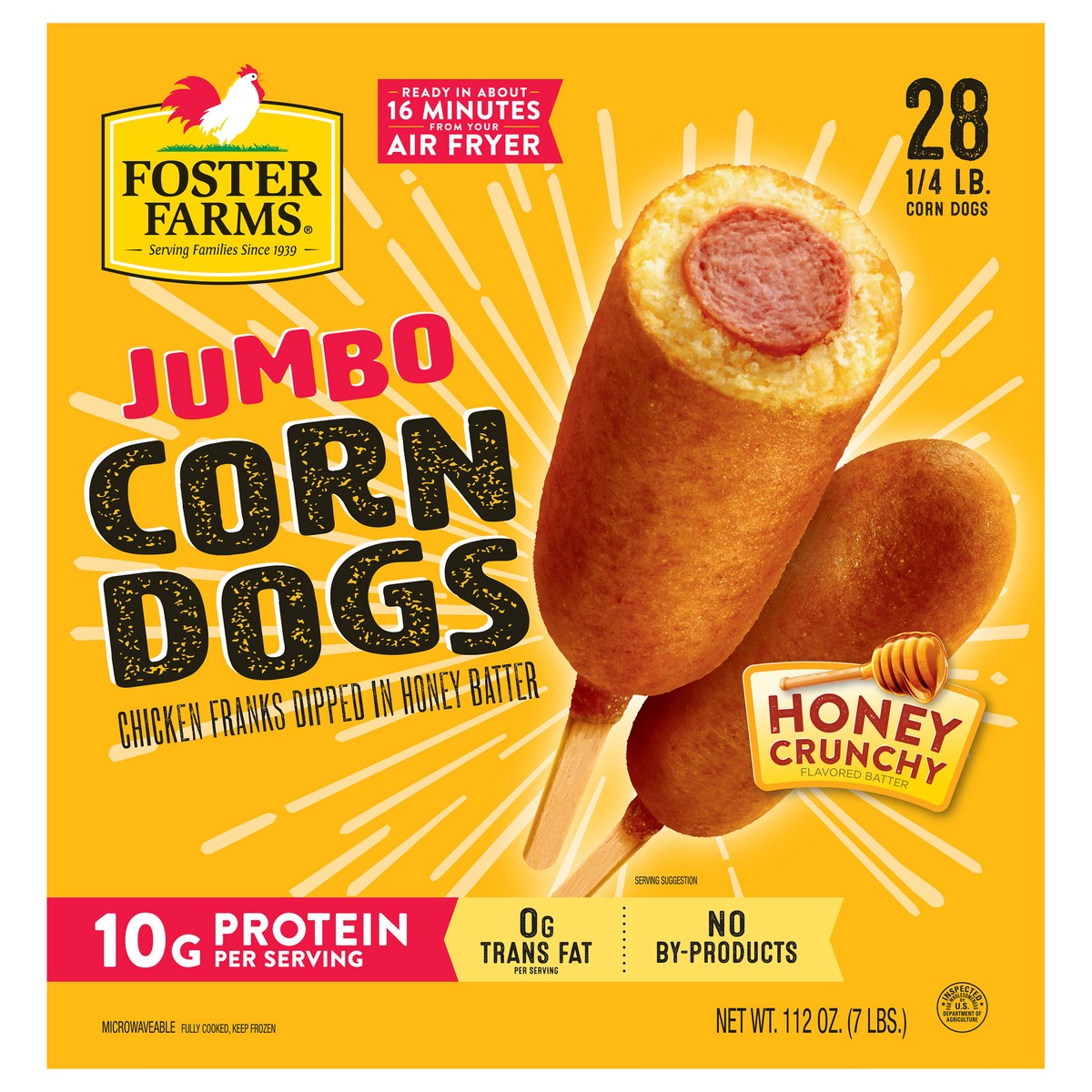 slide 4 of 7, Foster Farms Foster Farm Jumbo Chicken Corn Dogs 4 OZ., 28 Count, 7 lb. Box, 