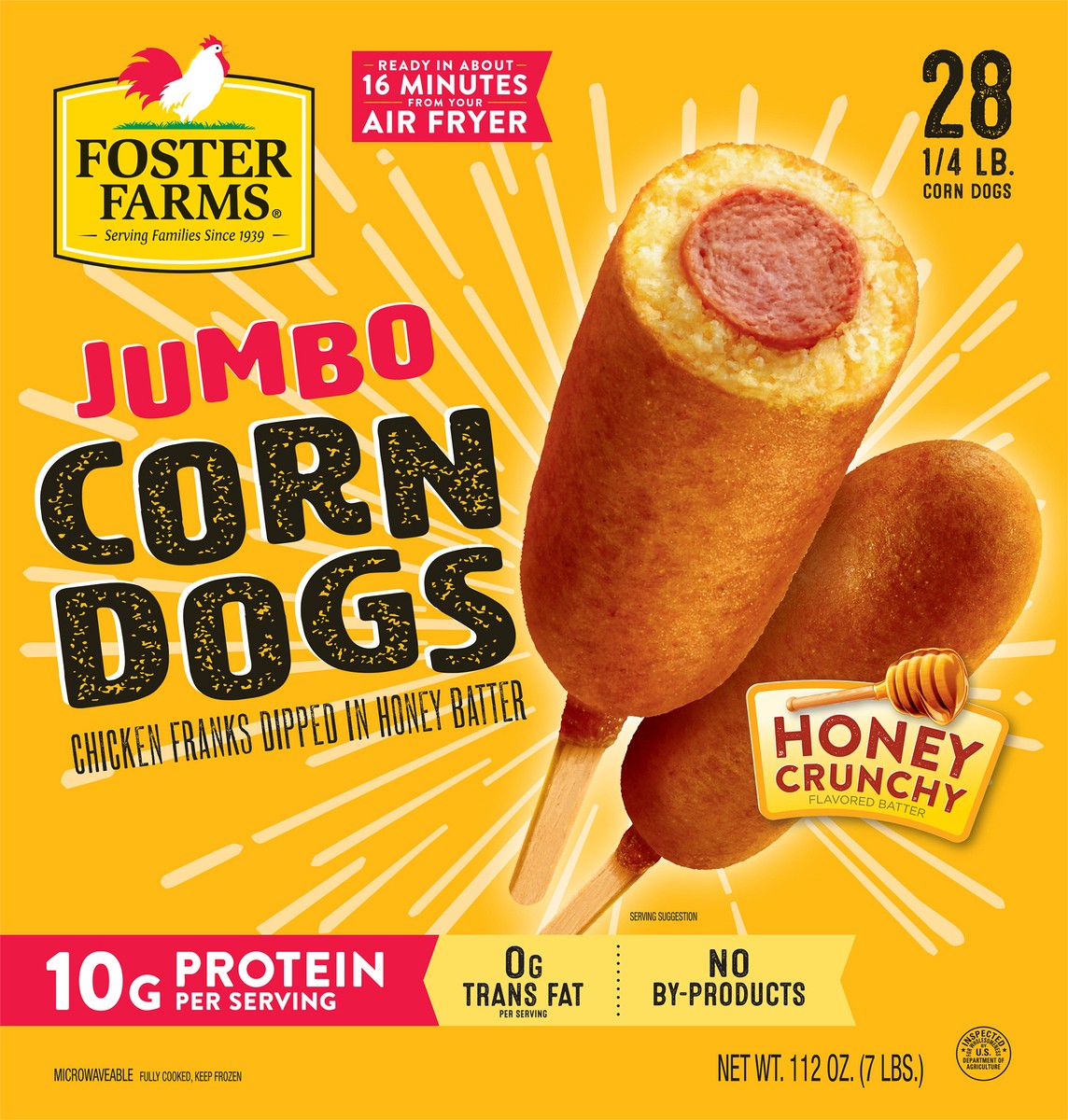 slide 7 of 7, Foster Farms Foster Farm Jumbo Chicken Corn Dogs 4 OZ., 28 Count, 7 lb. Box, 