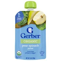 Gerber 2nd Foods Organic for Baby Baby Food, Pear Spinach, 3.5 oz Pouch