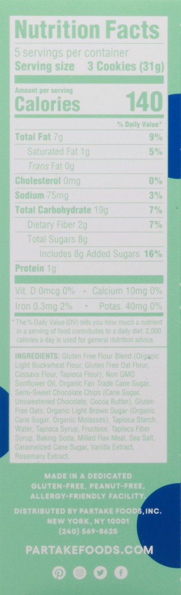 slide 2 of 9, Partake Soft Chocolate Chip Cookies 5.5 oz, 5.5 oz