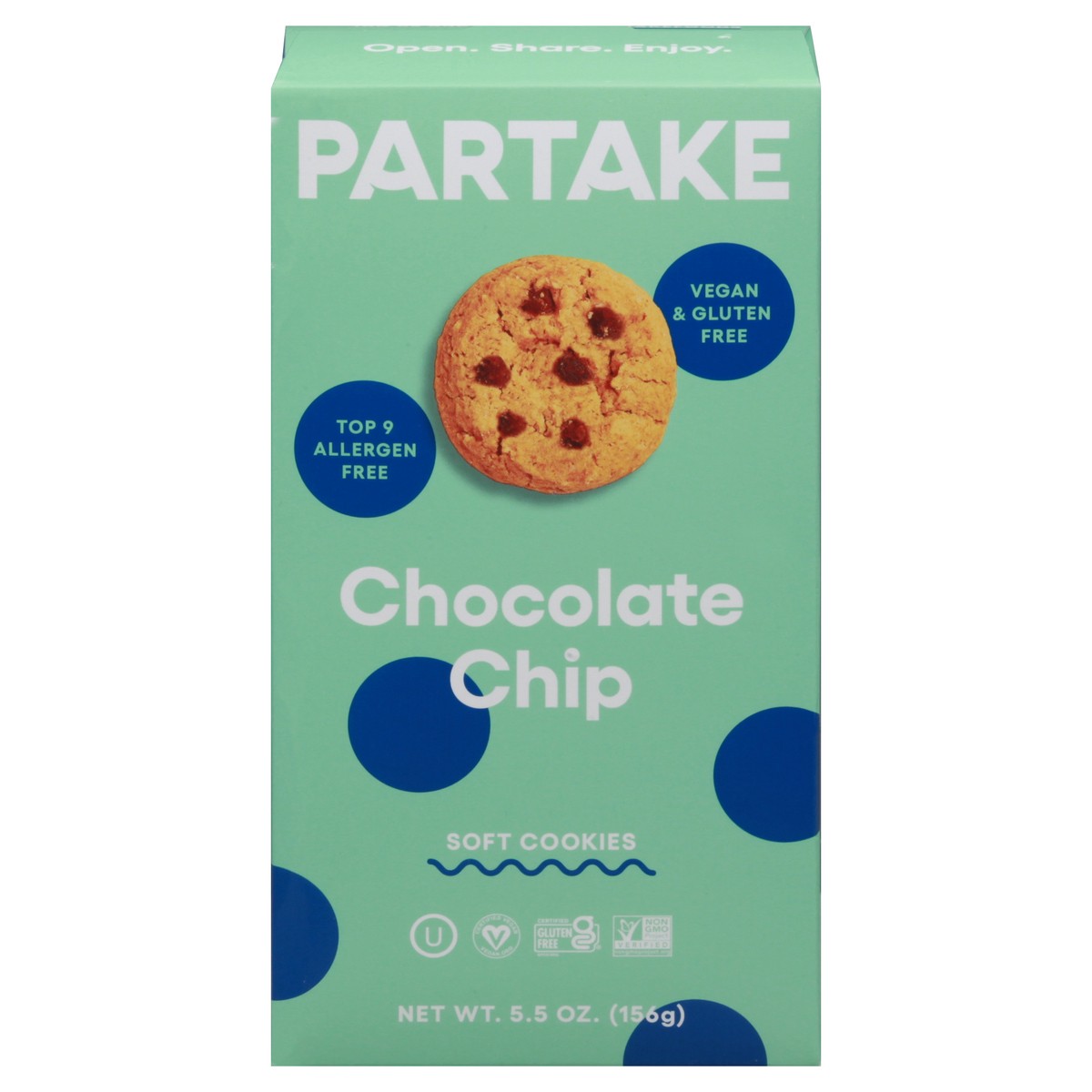 slide 1 of 1, Partake Cookies, Chocolate Chip, Soft Baked, 5.5 oz