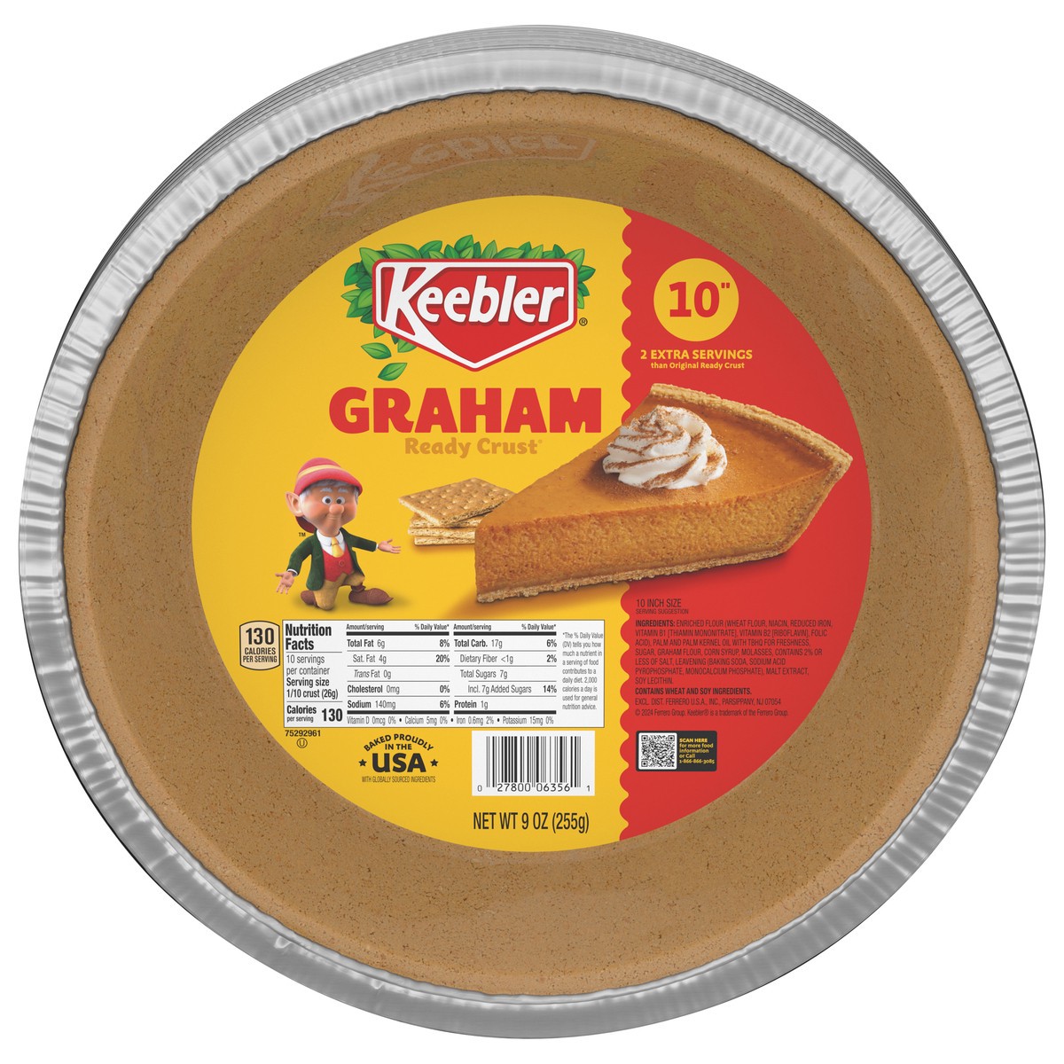 slide 1 of 7, Keebler Ready Crust Mini Graham Cracker Pie Crusts, 10 in Premade Pie Crusts For Baking And No-Bake, 10 in