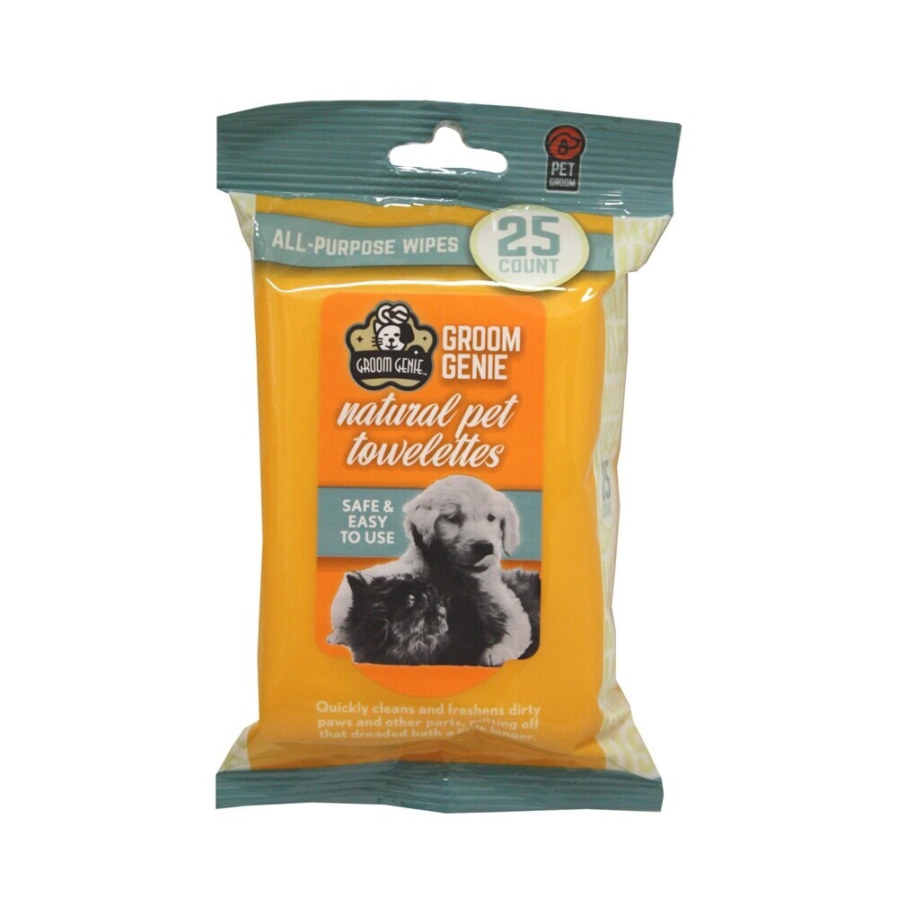 slide 1 of 1, Groom Genie MultipetNatural Pet Towelettes, 25 ct