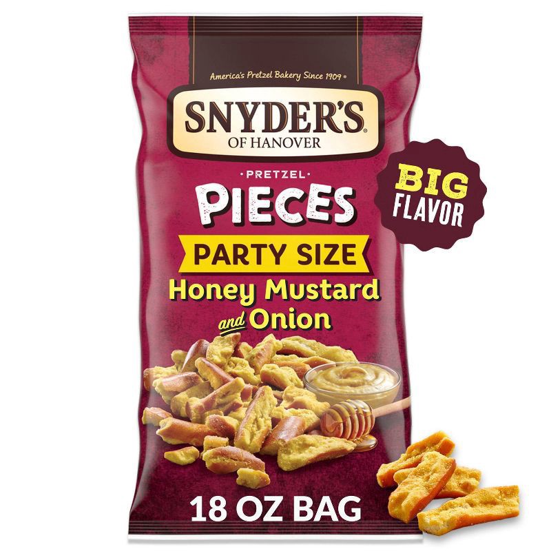 slide 1 of 5, Snyder's of Hanover Pretzel Pieces, Honey Mustard and Onion, Party Size 18 Oz, 8 oz