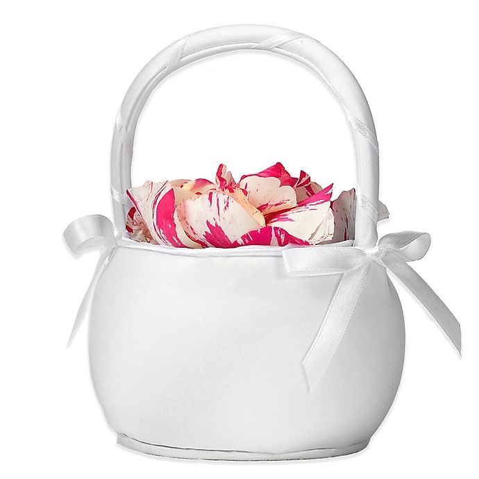 slide 1 of 2, Lillian Rose Plain Satin Round Basket - White, 1 ct