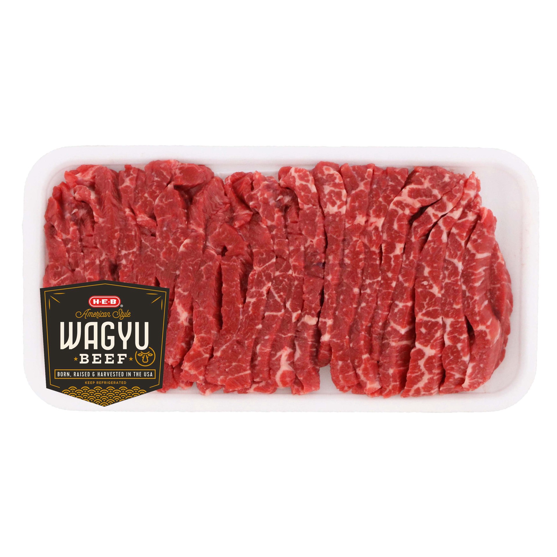 slide 1 of 1, H-E-B American Style Wagyu Beef for Stir Fry, per lb