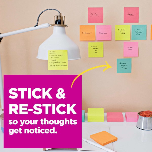 slide 6 of 10, Post-it Super Sticky Notes, Miami, Lined Pads, 6 ct; 4 in x 4 in