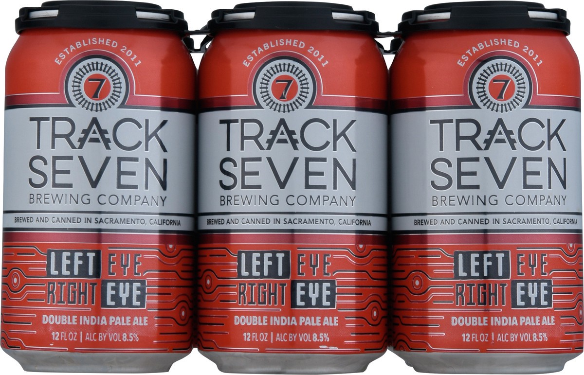 slide 6 of 11, Track Seven Brewing Company Left Eye Right Eye Double India Pale Ale 6-12 fl oz Cans, 6 ct