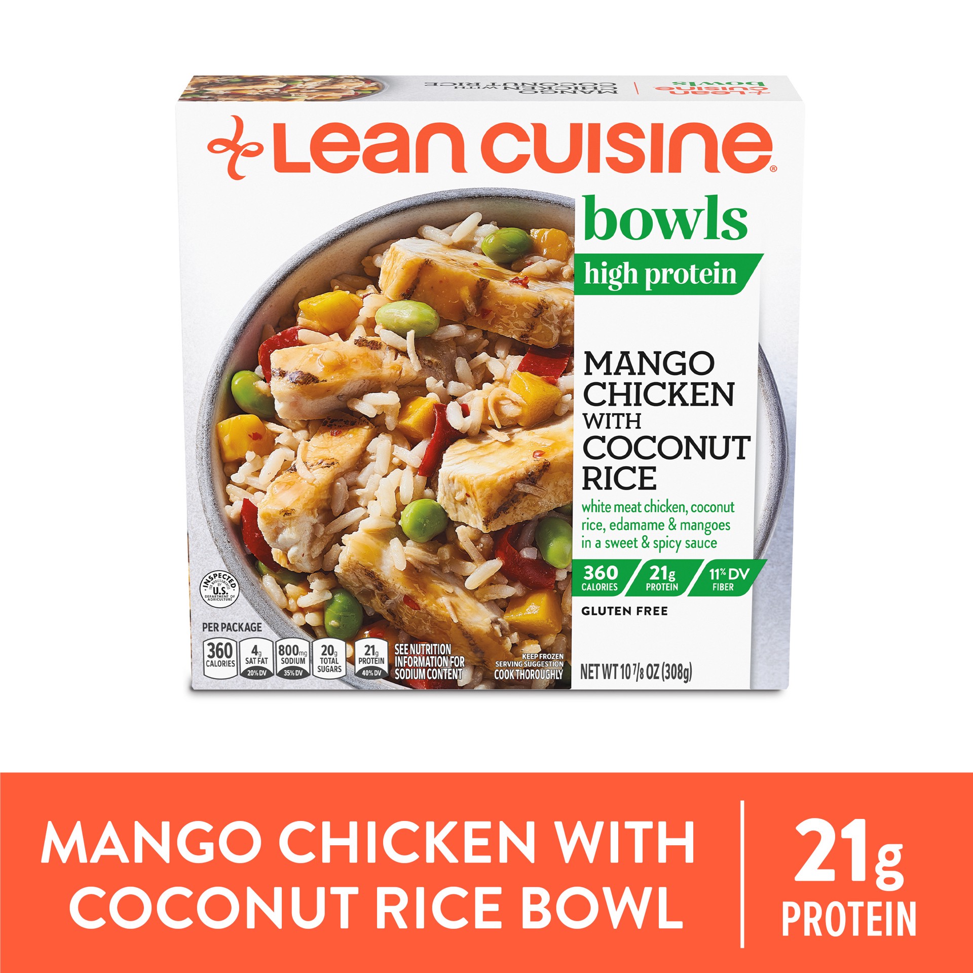 slide 1 of 6, Lean Cuisine Bowls Mango Chicken with Coconut Rice Frozen Meal, 10.88 oz