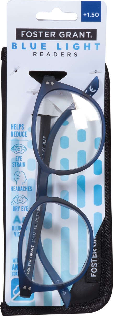 slide 4 of 11, Foster Grant +1.50 Joey NVY BLAF Blue Light Readers 1 ea, 1 ct