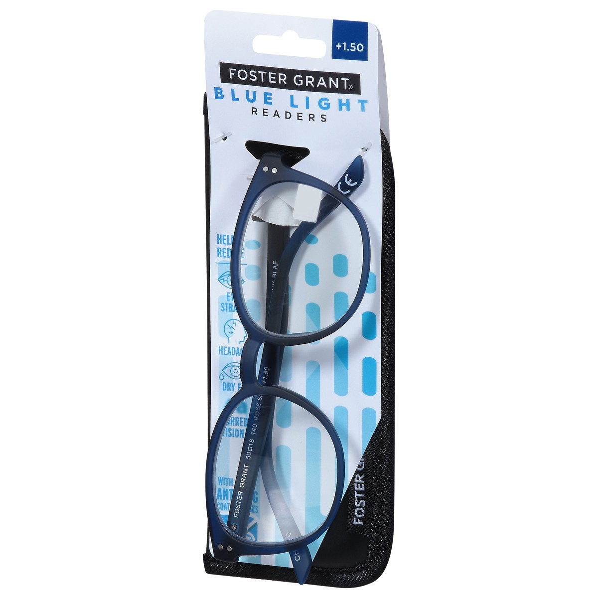 slide 3 of 11, Foster Grant +1.50 Joey NVY BLAF Blue Light Readers 1 ea, 1 ct