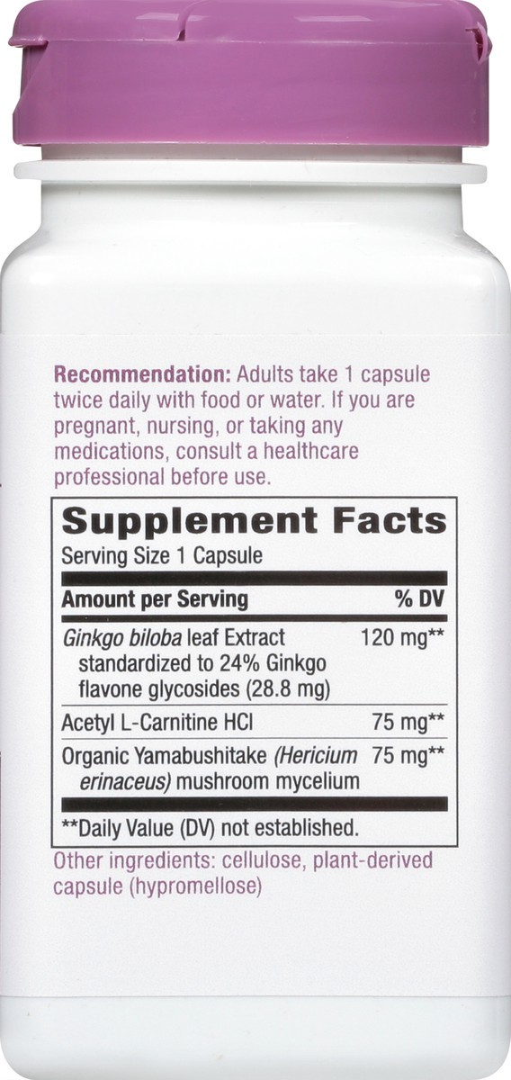 slide 8 of 9, Nature's Way Cognitive Focus, with Gingko, Lion's Mane & Acetyl L-Carnitine, 270 mg per Serving, 30 Capsules, 30 ct