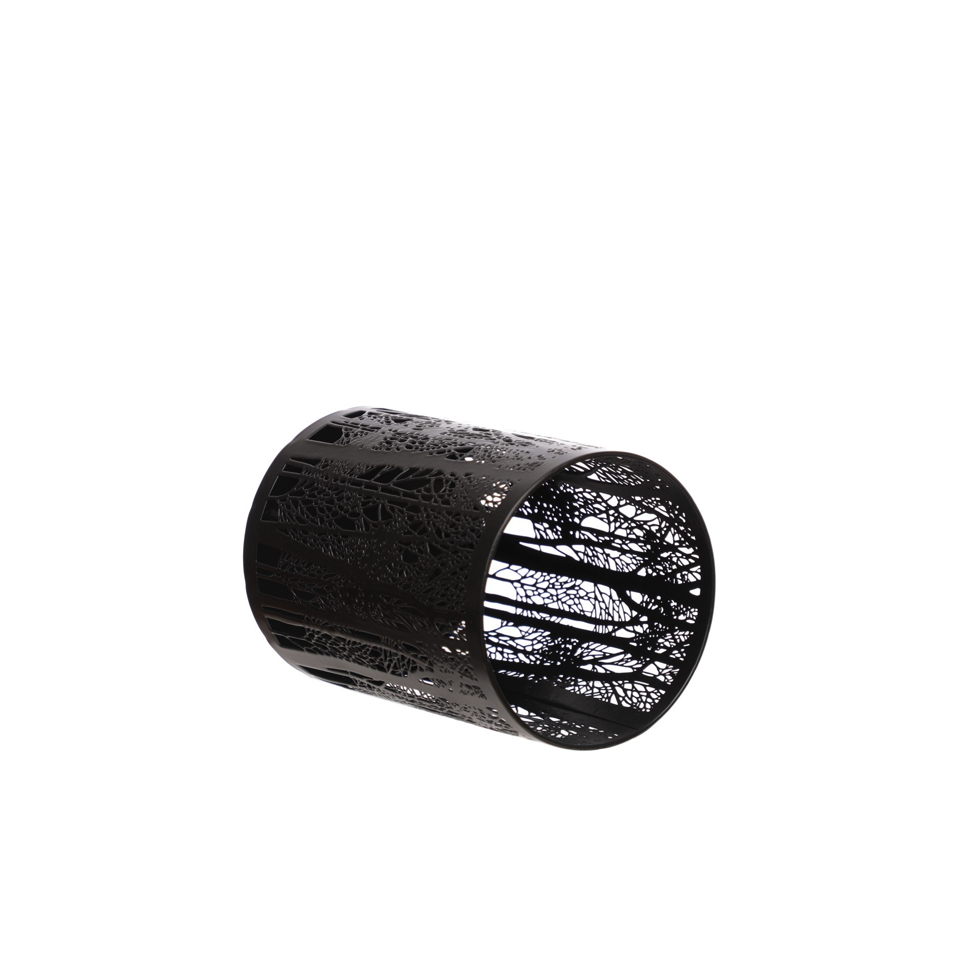 slide 3 of 3, 7" Black Winter Forest Metal Hurricane Pillar Candle Holder By Ashland, 5 in x 5 in x 7 in