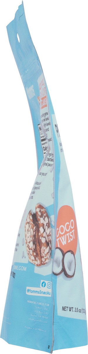 slide 7 of 12, Yomms Snacks Coco Twist Pecans 3.5 oz, 3.5 oz