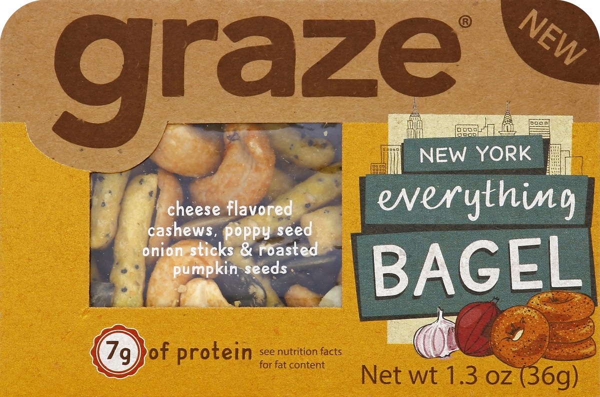 slide 4 of 4, graze New York Everything Bagel Snack Mix, 1.3 oz