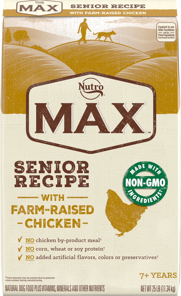slide 4 of 6, Nutro Max Natural 7+ Years Senior Recipe with Farm-Raised Chicken Dog Food 25 lb, 25 lb