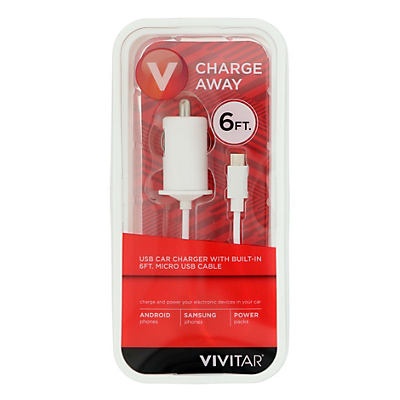 slide 1 of 1, Vivitar USB Car Charger And Micro Cable, 1 ct