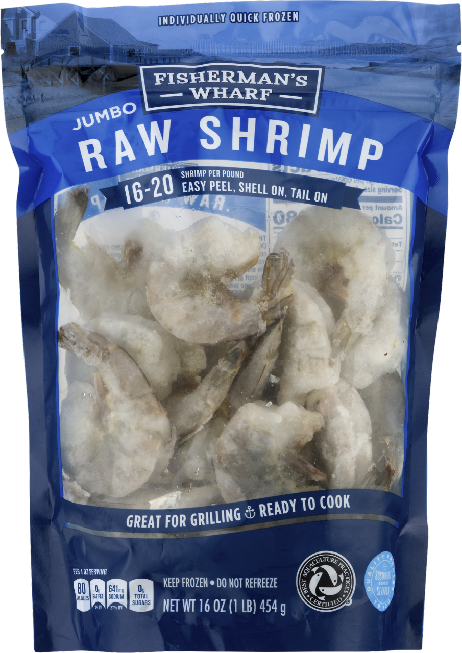 slide 1 of 1, Fw Shrimp 1620 Raw Jumbo, 16 oz