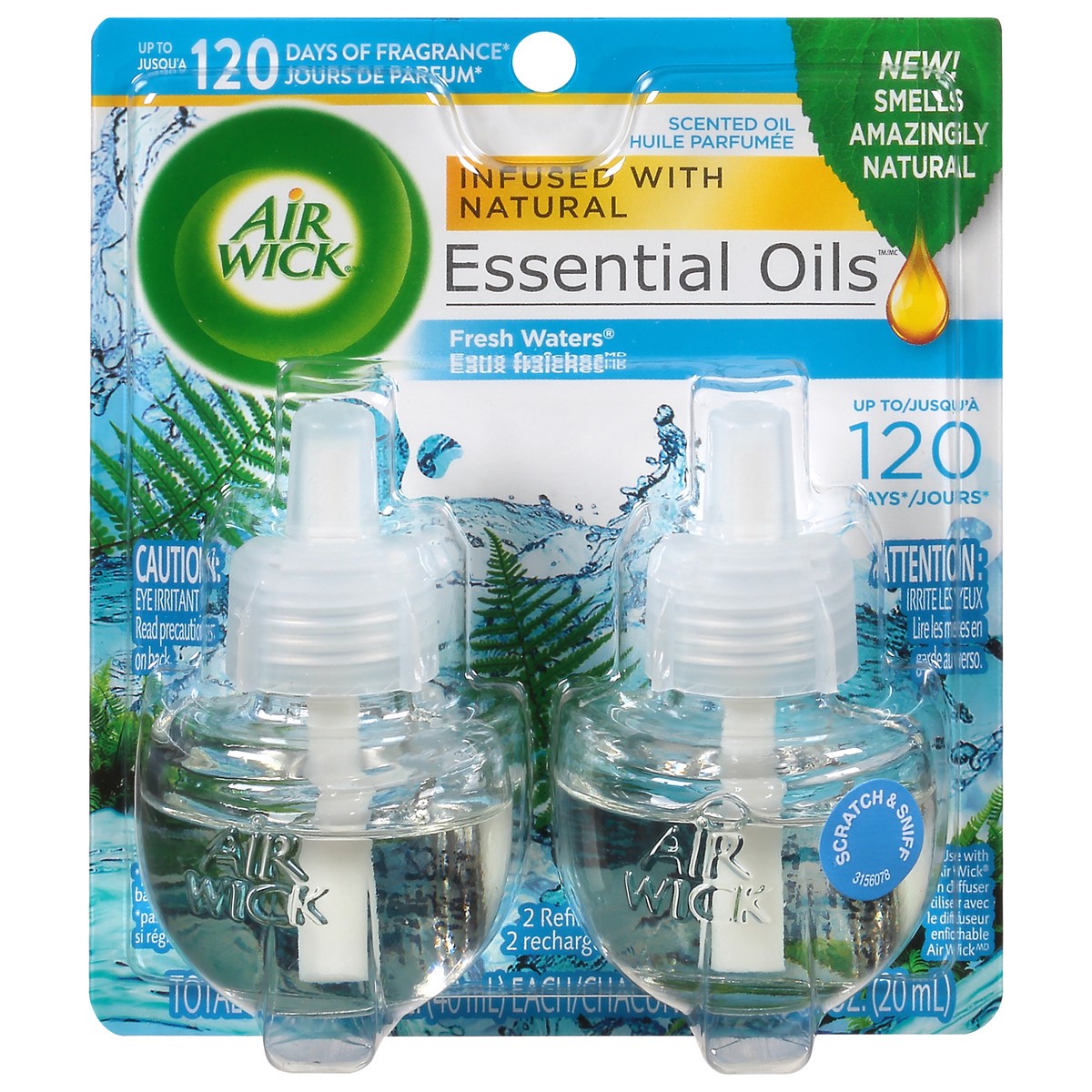 slide 1 of 9, Air Wick Plug in Scented Oil Refill, 2 ct, Fresh Waters, Air Freshener, Essential Oils, 2 ct