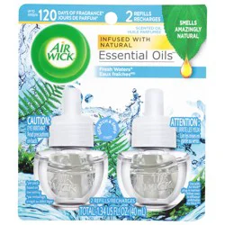 Air Wick Plug in Scented Oil Refill, 2 ct, Fresh Waters, Air Freshener, Essential Oils