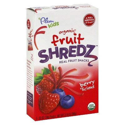 slide 1 of 1, Plum Organics Kids Organic Fruit Shredz Berrylicious, 3.15 oz