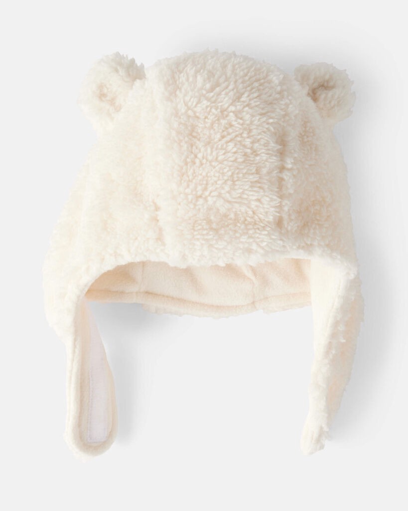 slide 2 of 2, Carter's Baby Girl Sherpa Winter Hat & Mittens Set - White White 0-9M, 1 ct