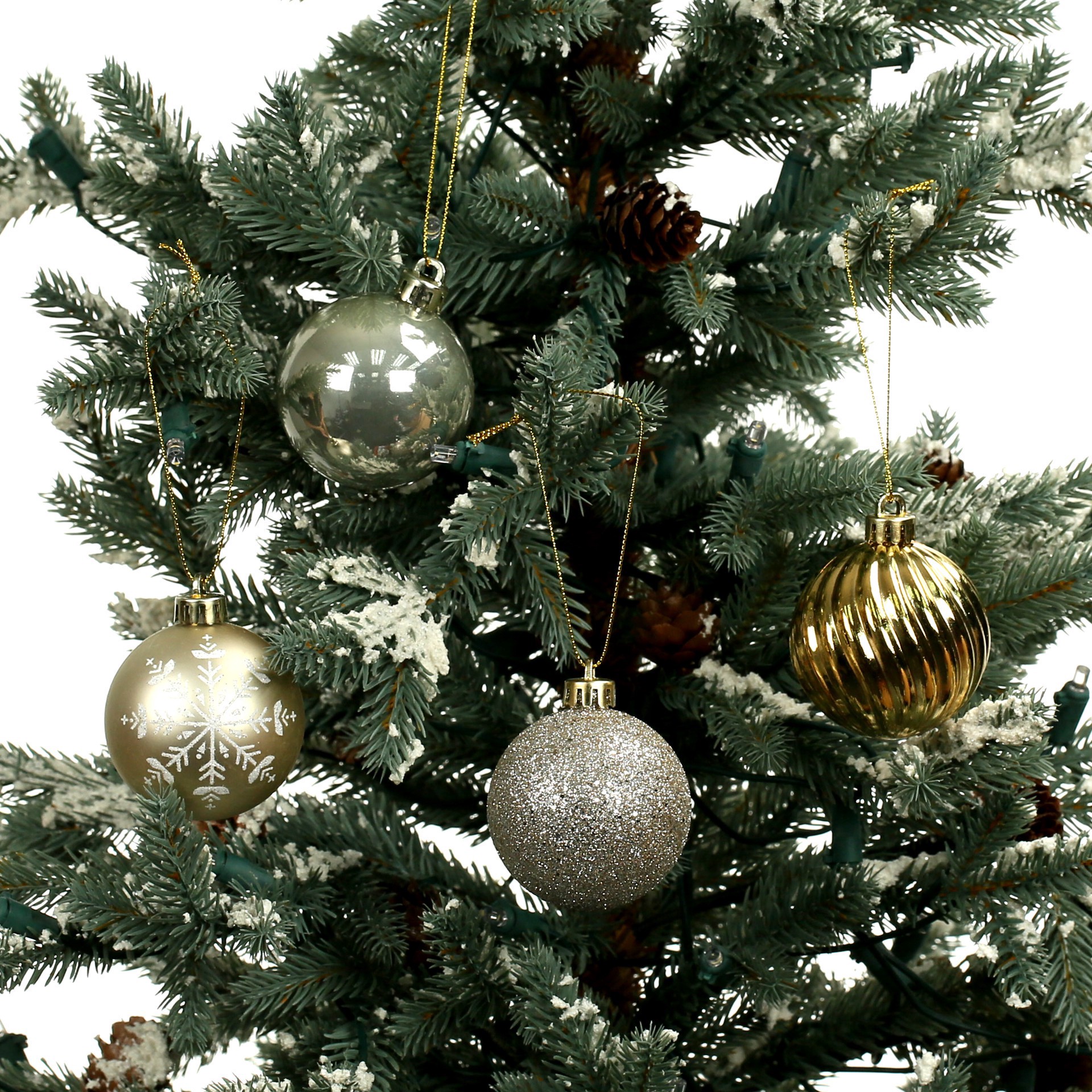 slide 3 of 3, 5 Pack 2.2" Silver & Gold Shatterproof Ball Ornaments By Ashland, 5 ct
