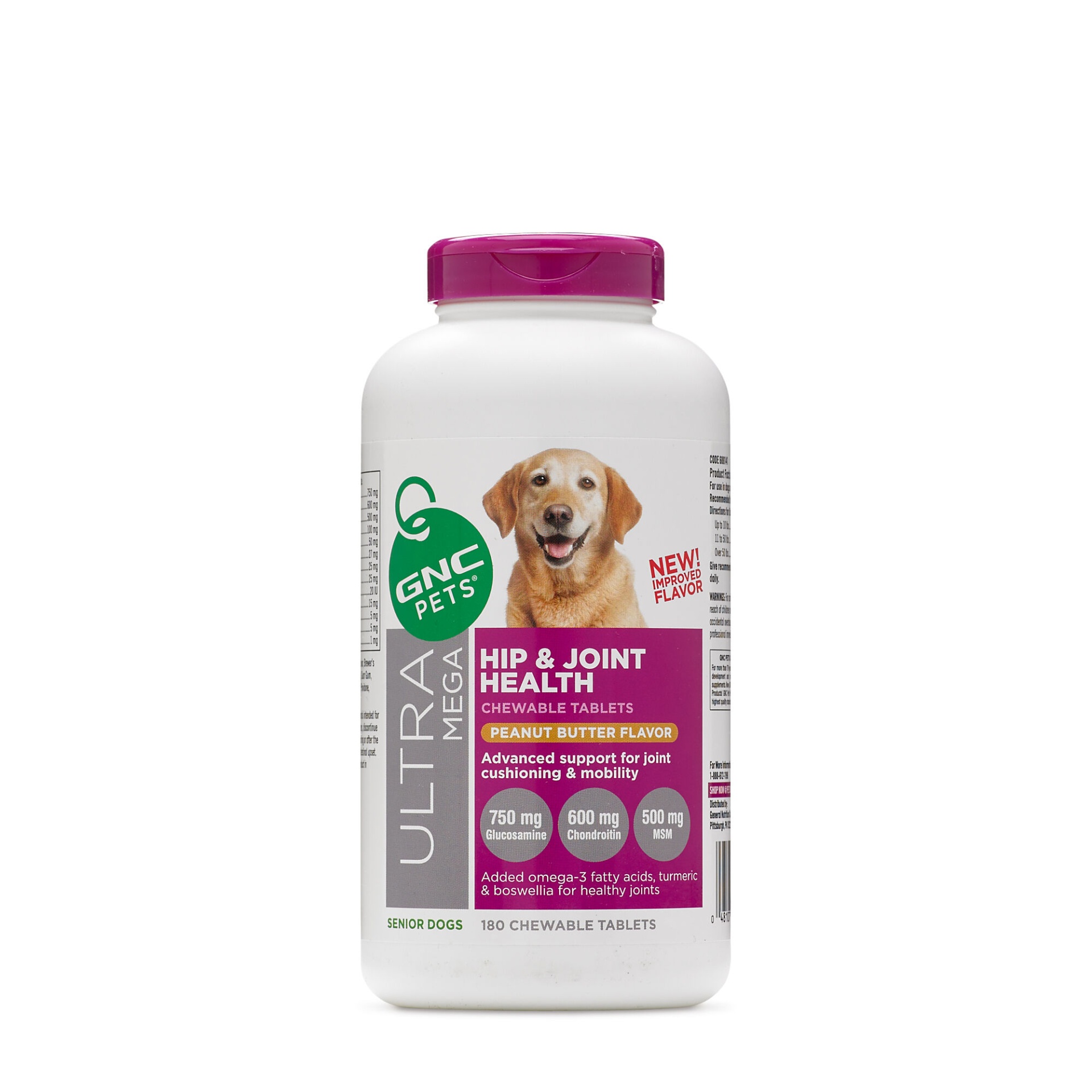 slide 1 of 1, GNC Pets Ultra Mega Hip and Joint Health - Senior Dogs - Peanut Butter Flavor, 180 ct