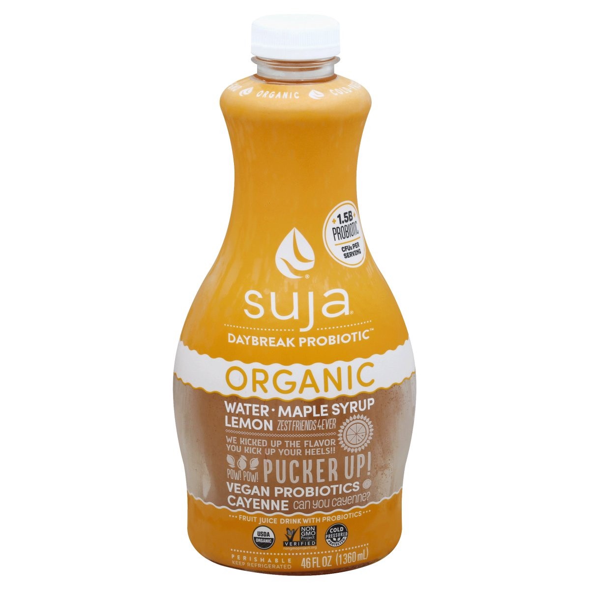 slide 1 of 1, Suja Organic Daybreak Probiotic Maple Syrup Lemon Juice Drink, 46 fl oz