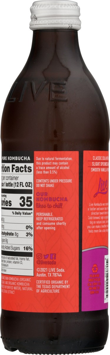 slide 5 of 9, Live Sparkling Fountain Cola Probiotic Kombucha 12 fl oz, 12 fl oz