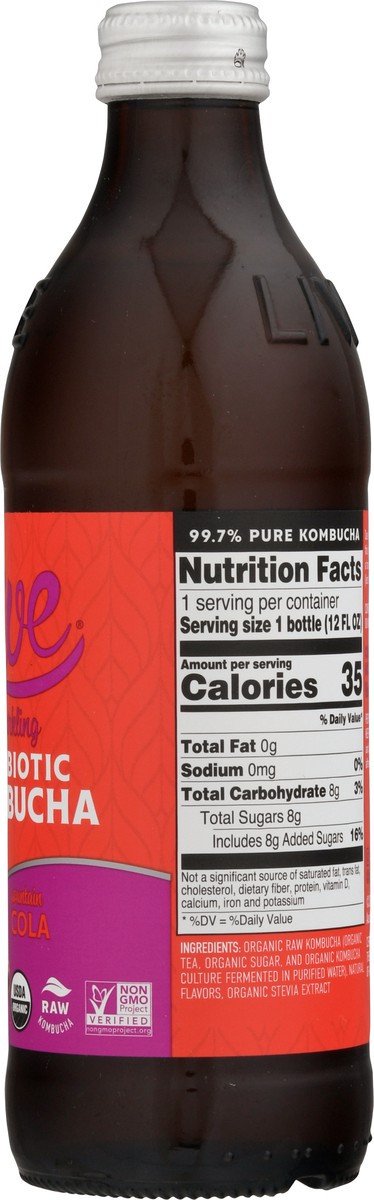 slide 8 of 9, Live Sparkling Fountain Cola Probiotic Kombucha 12 fl oz, 12 fl oz