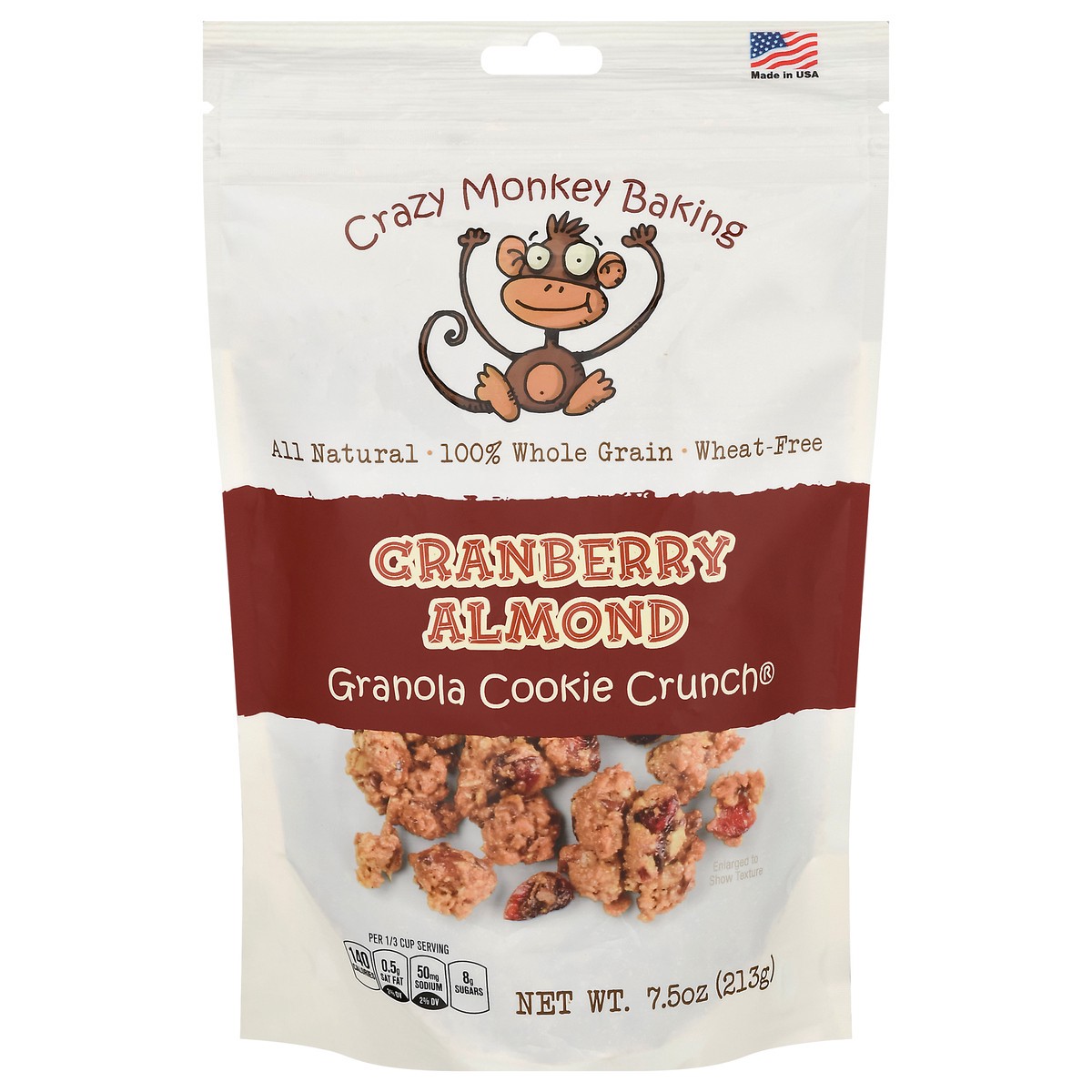 slide 1 of 9, Crazy Monkey Baking Cranberry Almond Granola Cookie Crunch, 7.5 oz