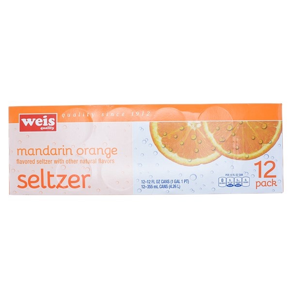 slide 1 of 1, Weis Quality Mandarin Orange Seltzer, 12 ct; 144 fl oz
