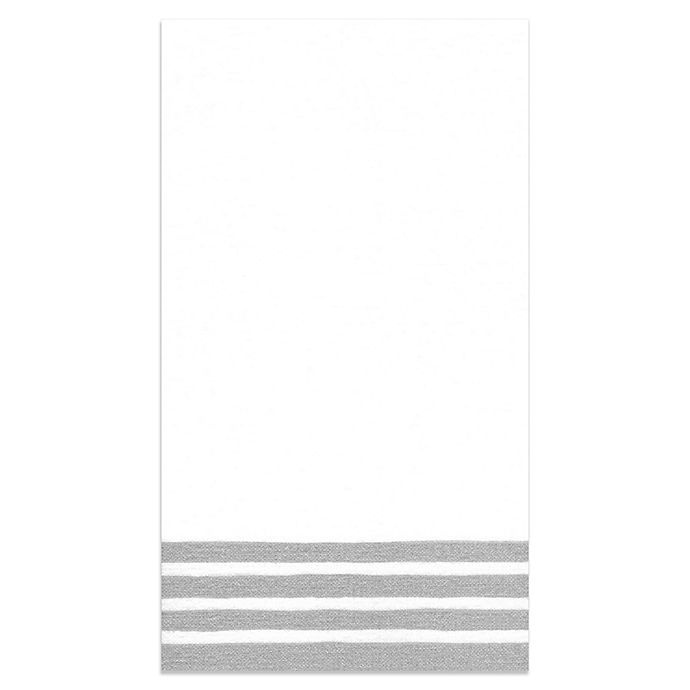 slide 1 of 1, Caspari Striped Border Paper Guest Towels - Silver, 12 ct