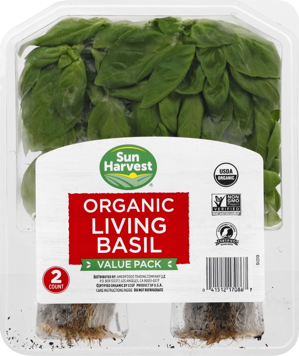 slide 7 of 9, Sun Harvest Organic Living Value Pack Basil, 2 ct