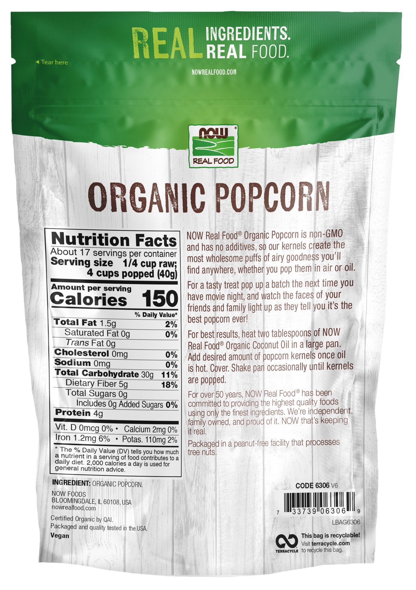 slide 3 of 3, NOW Real Food Popcorn, Organic - 24 oz., 24 oz