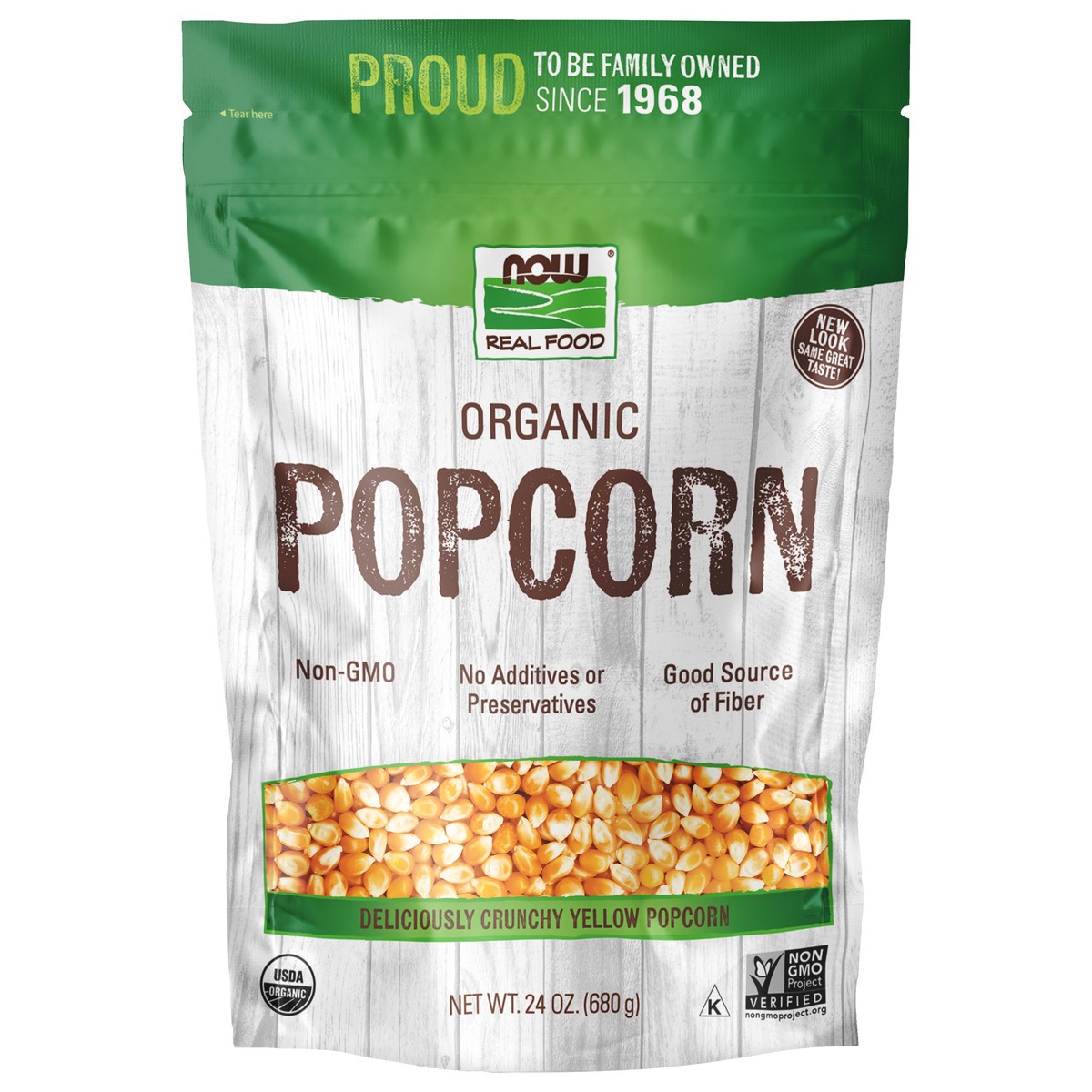 slide 1 of 3, NOW Real Food Popcorn, Organic - 24 oz., 24 oz