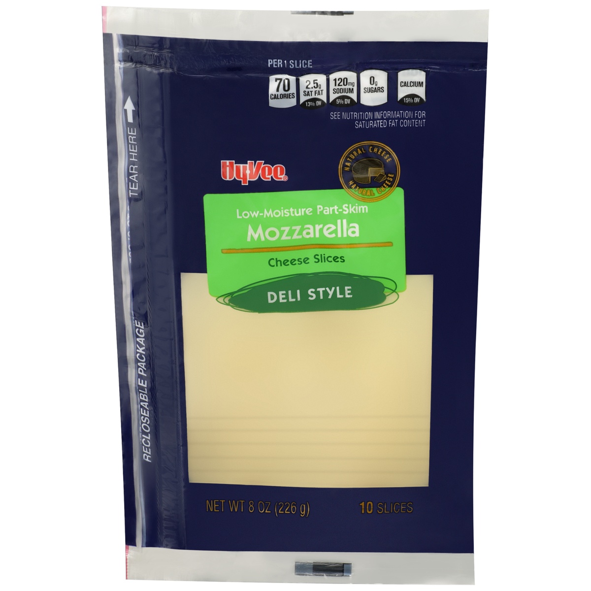 slide 1 of 1, Hy-vee Mozzarella Low-moisture Part-skim Deli Style Cheese Slices, 10 ct; 8 oz