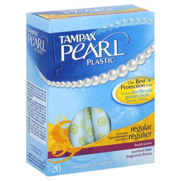 slide 1 of 1, Tampax Pearl Tampon Plastic Regular Fresh Scent, 18 ct