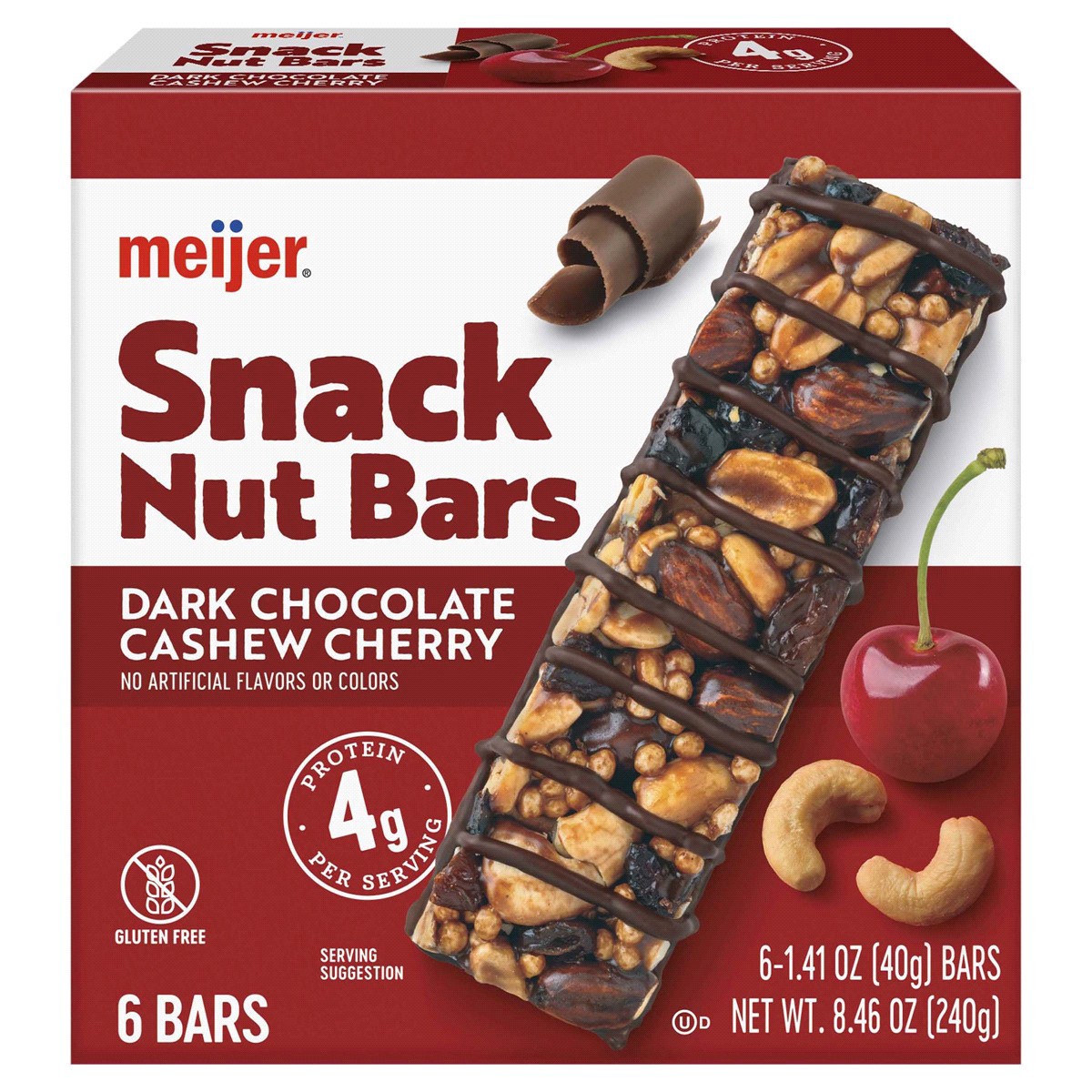 slide 1 of 17, Meijer Dark Chocolate Cashew Cherry Snack Nut Bars, 6ct, 6 ct