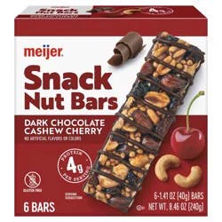 Meijer Dark Chocolate Cashew Cherry Snack Nut Bars, 6ct