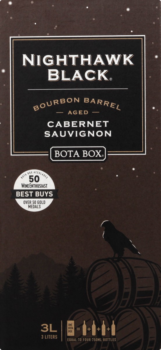 slide 7 of 9, Bota Box Bourbon Barrel Aged Nighthawk Black Cabernet Sauvignon California Red Wine, 3 liter